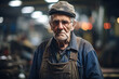 Concept for problems with pushing back statutory retirement age for people in hard labor jobs or old age poverty. Old man working at workshop
