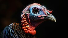 Closeup Turkey Isolated On Black