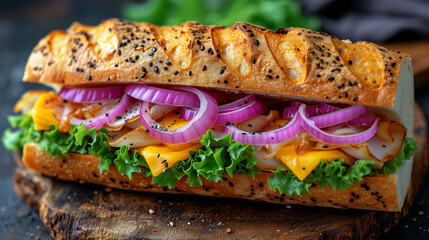 Canvas Print - sandwich with salmon and vegetables