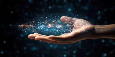 Hands touching the big data structure, Digital data network connections, Data transformation, Digital transformation conceptual for next generation technology era, AI, Machine learning