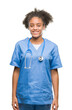 © Krakenimages.com - Young afro american doctor woman over isolated background with a happy and cool smile on face. Lucky person.