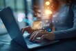 © เลิศลักษณ์ ทิพชัย - A direct selling project for an email marketing list featuring a woman hand using a laptop with an email icon, An email marketing concept with a notification alert