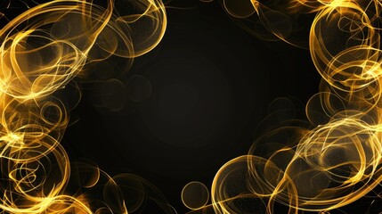 Wall Mural - Abstract golden lights on black background