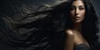 © Murda - Stunning young woman with long healthy black hair. Beautiful wavy shiny hair. Hair salon banner