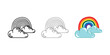 © Ekaterina - Clouds with rainbow Weather Icon vector image on white background. Three icons thick, thin, colored outline. Can be used for mobile apps, web apps and print media