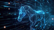 Trojan horse, malicious software, code as legitimate program. Malware carrying out unauthorized, harmful actions, accesses. Deceiving users, compromising data security. Concept. Data stealing.