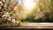 Spring Awakening: Cherry Blossoms on a wood texture with a sunlit bokeh background.