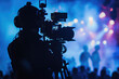 © Anastasiia - Capturing The Essence: Professional Cameraman's Silhouette Illuminating Live Event Or News Coverage