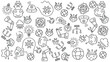 Set of artificial intelligence doodle icons pattern. Icon set editable stroke in trendy style