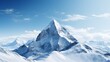 A daytime view of a snowy mountain peak under a clear sky, showcasing the breathtaking beauty and pristine nature of a mountain landscape in daylight - Generative AI