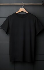 Wall Mural - black t shirt hanging on the wall