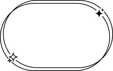 Wall Mural - Oval minimalist line frame with stars