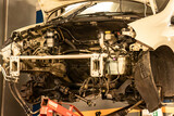 Fototapeta Mapy - Car Without Engine in Workshop