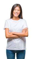 Sticker - Young asian woman over isolated background happy face smiling with crossed arms looking at the camera. Positive person.