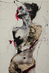 Wall Mural - collage of a scrap of different photos, concept art art portrait of a woman