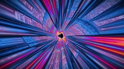 Wall Mural - Fly through blue and orange swirl glowing tunnel. Modern animation background