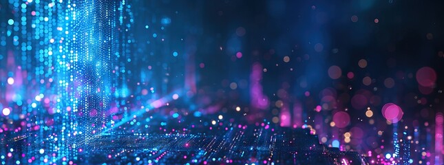Wall Mural - Abstract digital technology futuristic circuit blue purple background, Cyber science tech, Innovation communication future. AI generated illustration