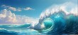 © Maftuh - A beautiful ocean wave forming a tube. Summer tropical resort incoming wave