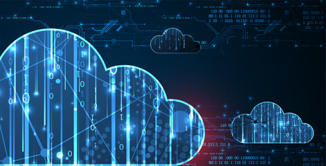 Wall Mural - Cloud computing concept.Abstract connection technology background. Hand drawn vector.