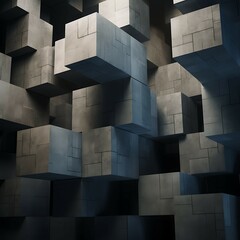 Poster - Abstract geometric concrete wallpaper. Cube shapes