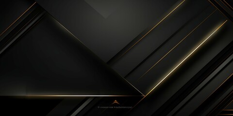 Poster - Abstract black 3d geometric design with gold effect