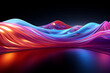 The neon background of blue and pink waves fast lines at a high-speed symbol of connection