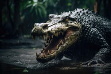 Angry Crocodile At Saigon Zoo