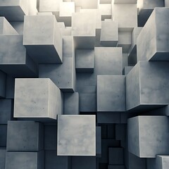 Poster - Abstract geometric concrete background, 3d render illustration, square shapes