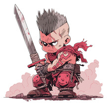 Cartoon Illustration Of A Man With A Sword And A Pig. This Asset Is Suitable For Children's Book Illustrations, Fantasy-themed Designs, And Storytelling Visuals.