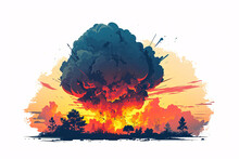 Vivid Explosion With Large Smoke Cloud And Fiery Colors