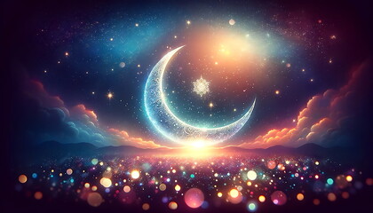 Wall Mural - enchanting ramadan crescent under the mesmerizing night sky