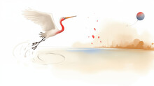 African Spoonbill Water Color, Cartoon, Hand Drawing, Animation 3D, Vibrant, Minimalist Style. Ai Generated.