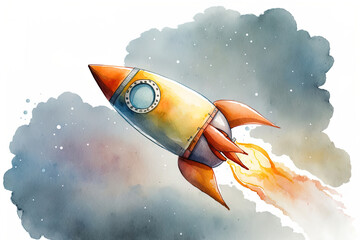 toy rocket in the sky