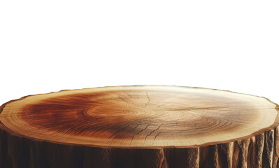 Round Wooden Table with Bark Isolated Background, Beautiful Wooden Table. Wood Circle Transparent Background