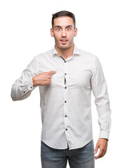 Poster - Handsome young business man with surprise face pointing finger to himself