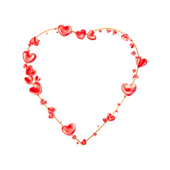 Wall Mural - Red glossy realistic heart frame isolated on white background.