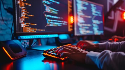 a person working with coding on computer