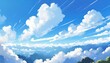 アニメ風の雲と青空_01