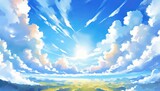Fototapeta  - アニメ風の雲と青空_03