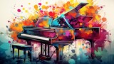 Fototapeta  - Abstract illustration of a piano on a colorful background