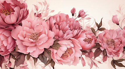  Wallpaper with pink peony flowers