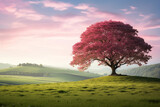 Fototapeta Natura - a cherry blossom tree in a field