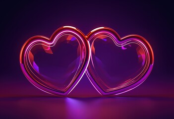 Wall Mural - Glowing neon heart on a passionate red textured background, perfect for expressing love and affection, February 14, Valentine's Day