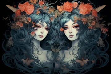 Sticker - Hauntingly beautiful banshee sirens, with voices that can both enchant and bewitch - Generative AI