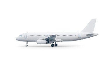 White modern passenger jetliner isolated