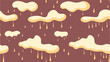 Seamless Pattern with cute clouds and falling raindrops. Hand drawn weather collection. Illustration for kids. Seamless pattern with raining clouds. Rain and cloud pastel painted.