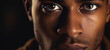 half face handsome african american man staring