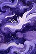 Lavender magic starry night. Seamless vector pattern with stars texture marble