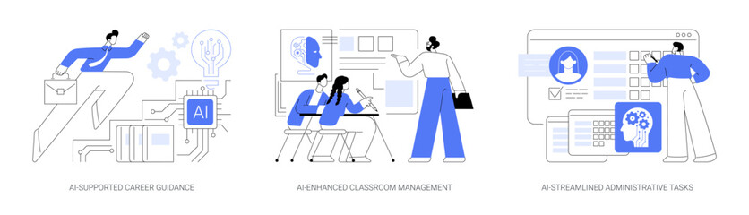 Wall Mural - ai in learning management abstract concept vector illustrations.