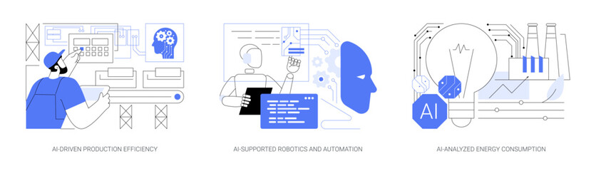 Wall Mural - Artificial Intelligence in Manufacturing abstract concept vector illustrations.